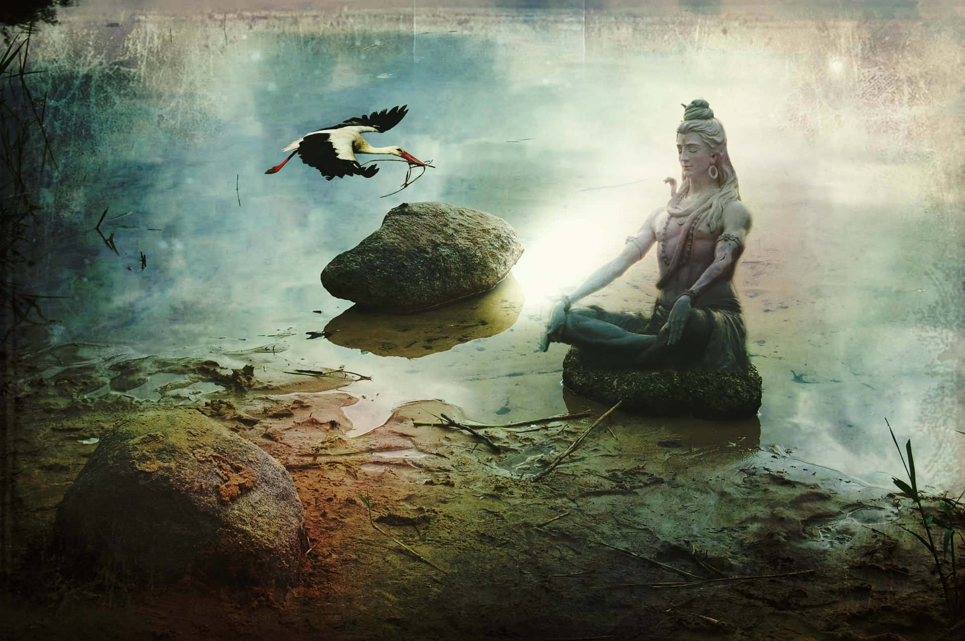 Person Meditating In A Serene Nature Setting Background