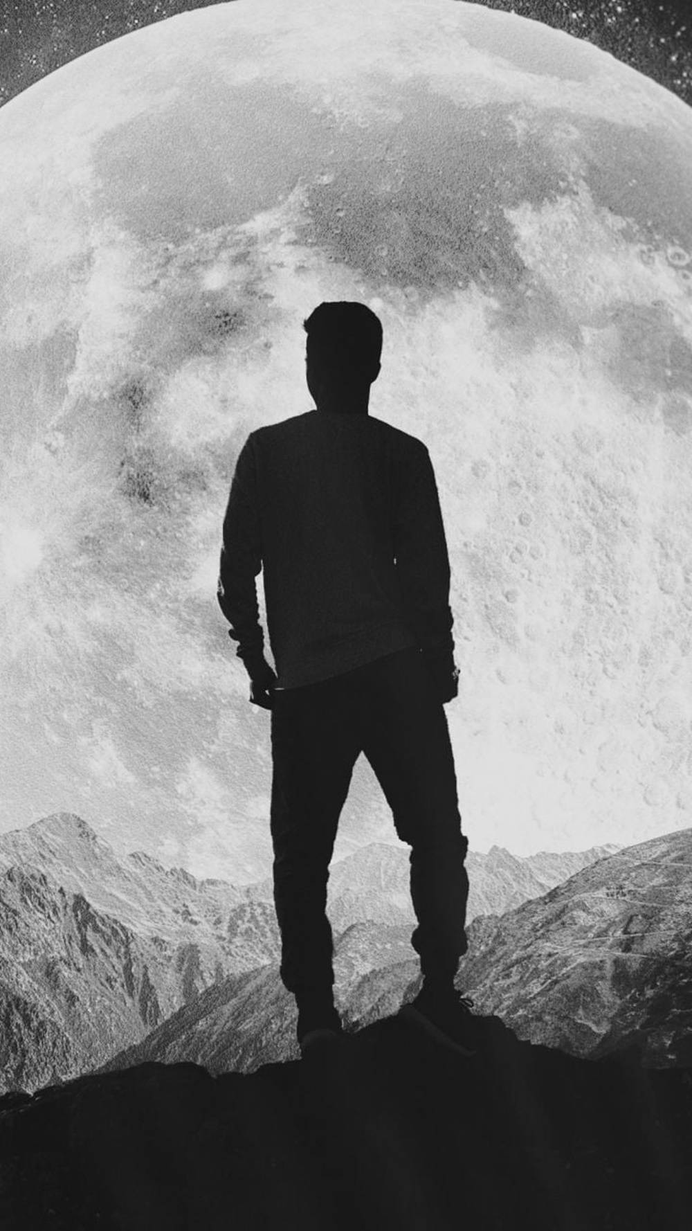 Person On Moon Background