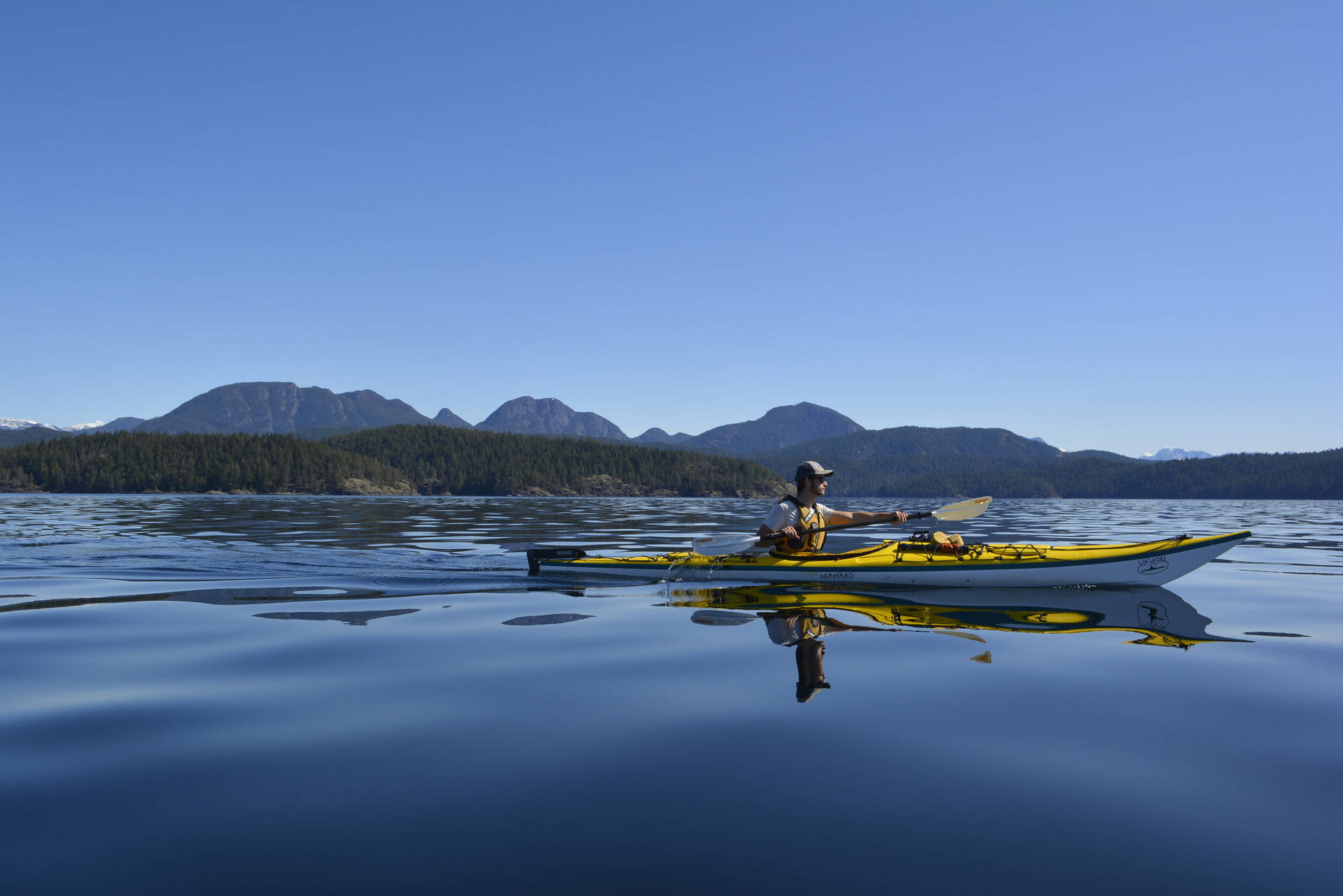 Person Paddling On A Kayak Background