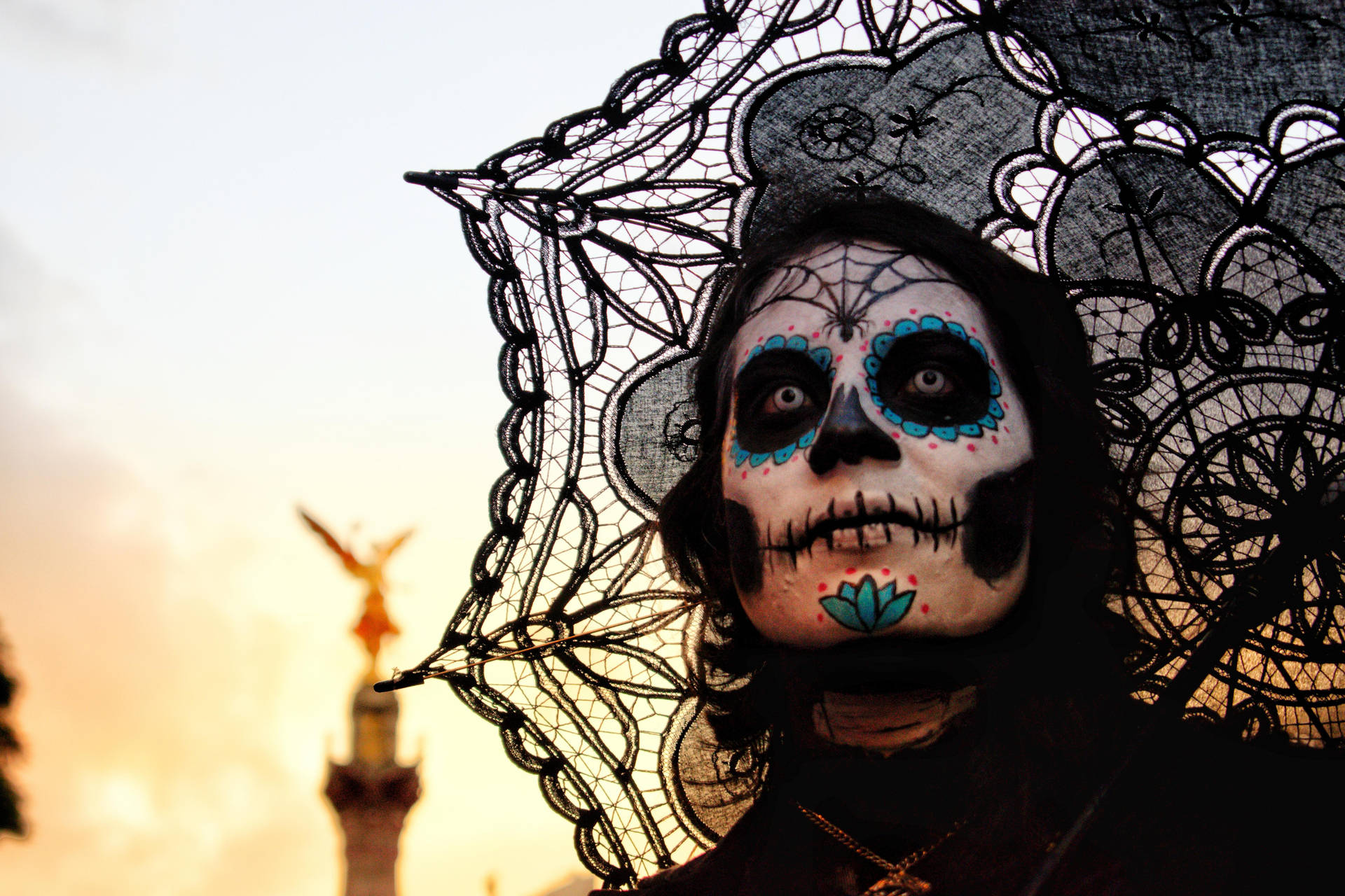 Person Ready For Day Of The Dead Background