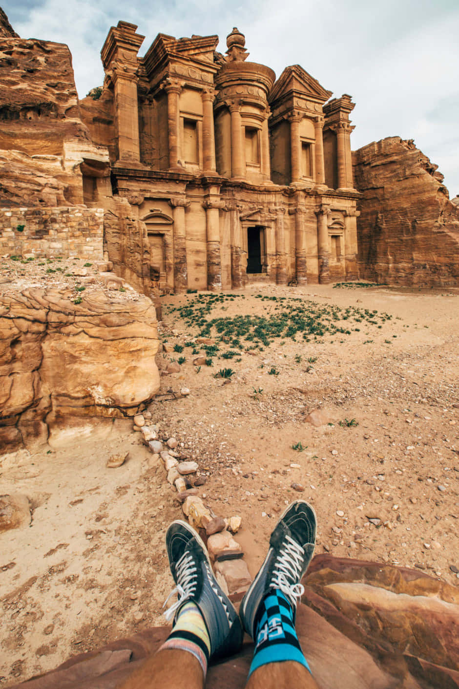Person Shoes Against Petra Jordan