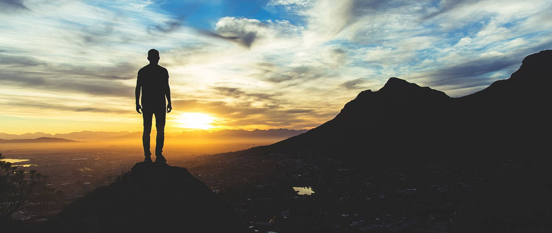 Person Summit Sunset Background