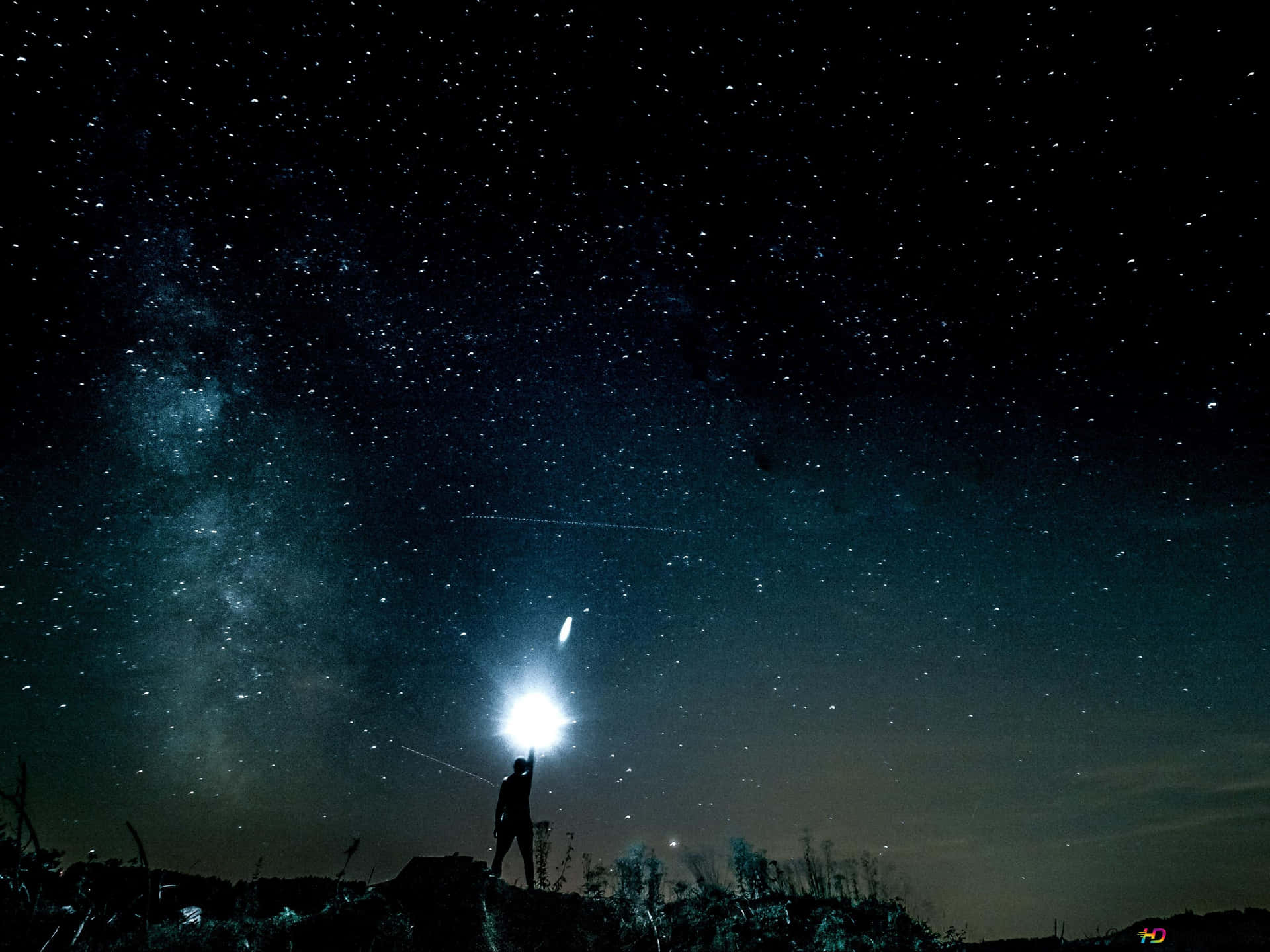 Person Underneath A Star Sky Background