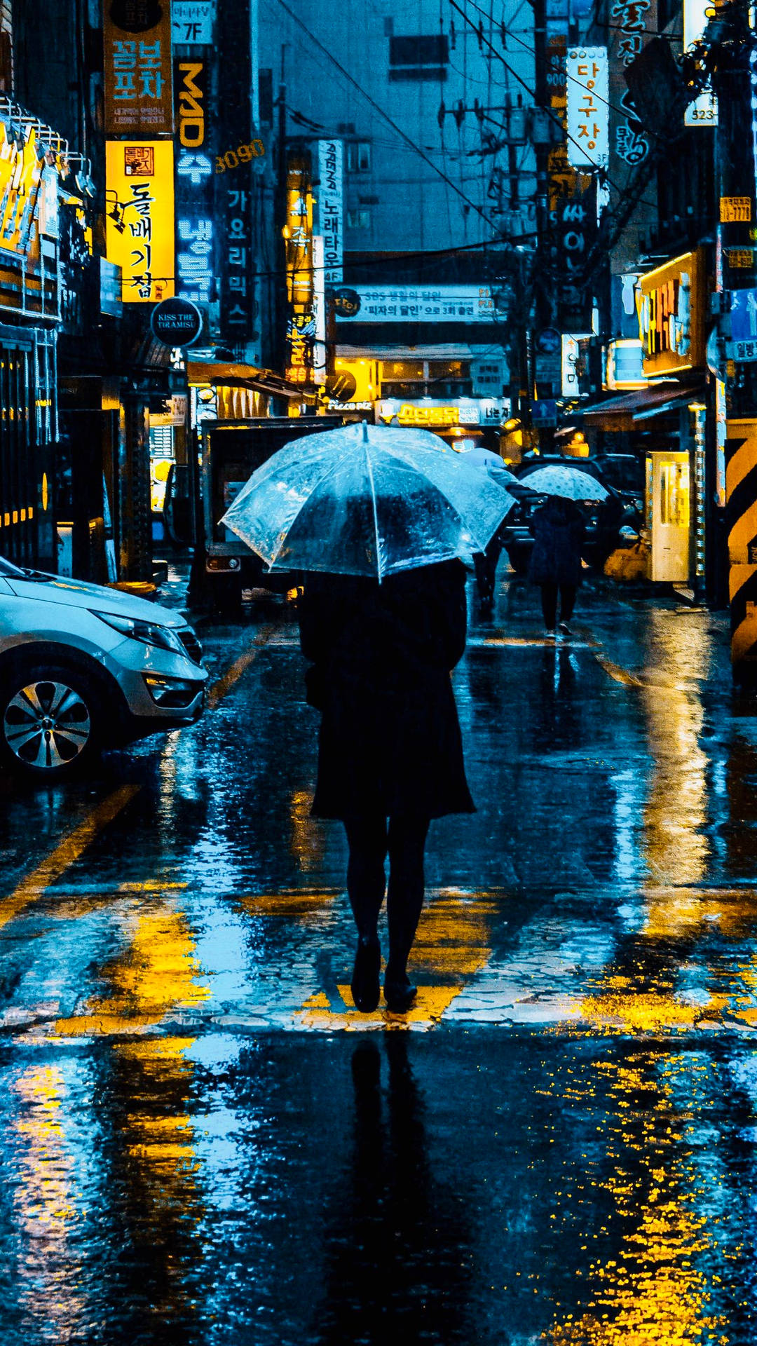 Person Walking After A Beautiful Rain Background