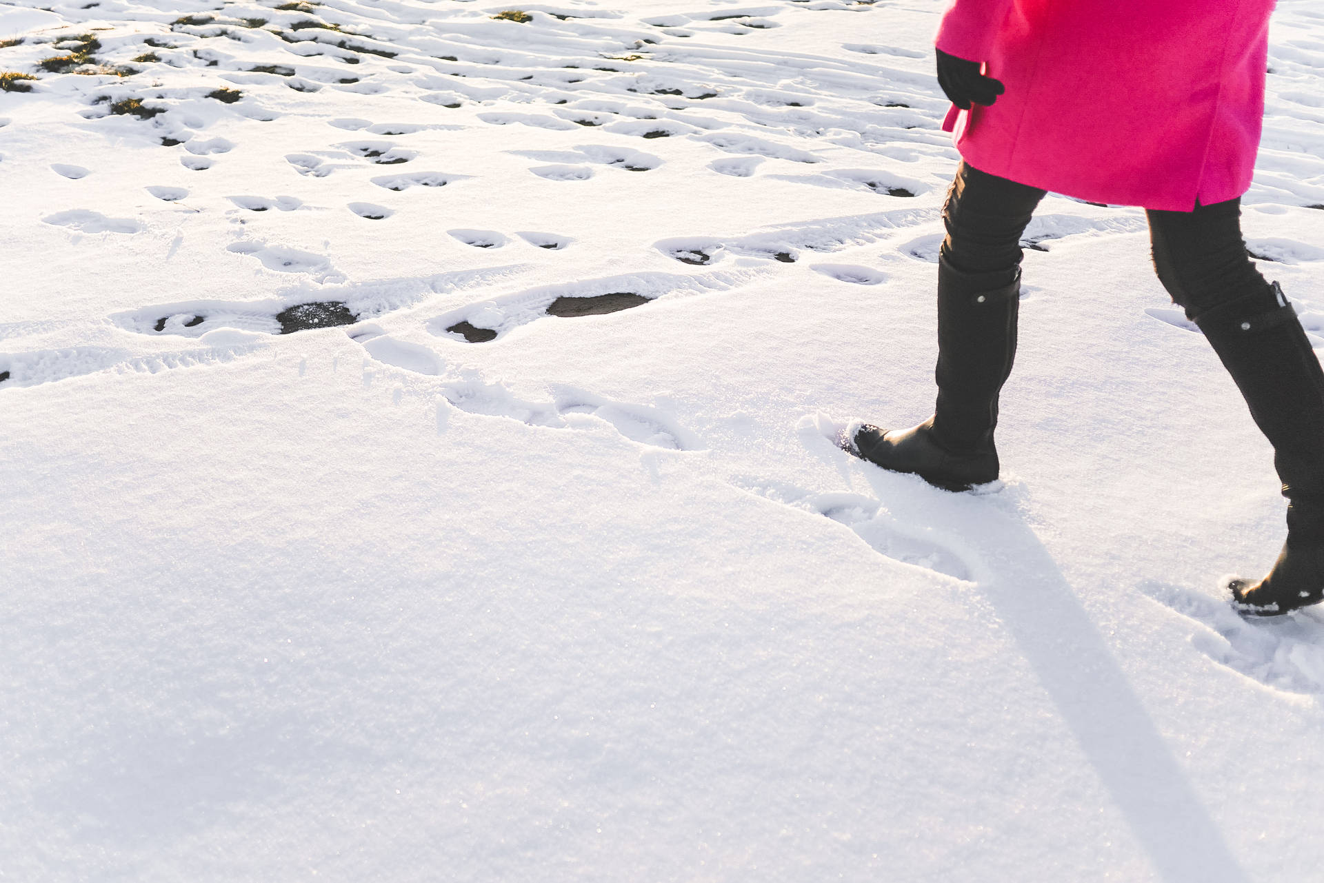 Person Walking In Snow High Quality Desktop Background