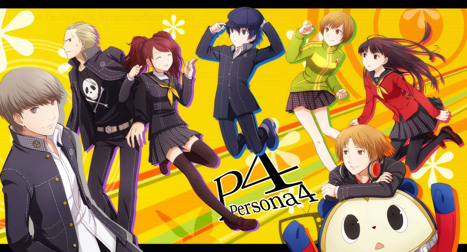 Persona 4 Characters Having Fun Background