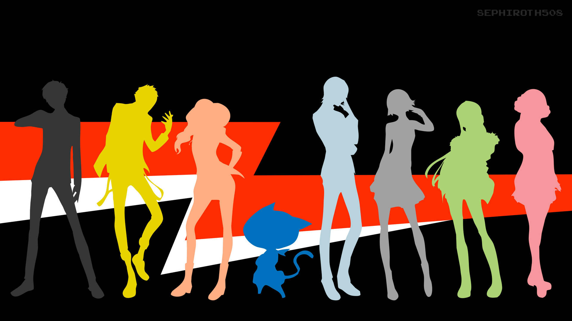 Persona 5 4k Silhouettes Background