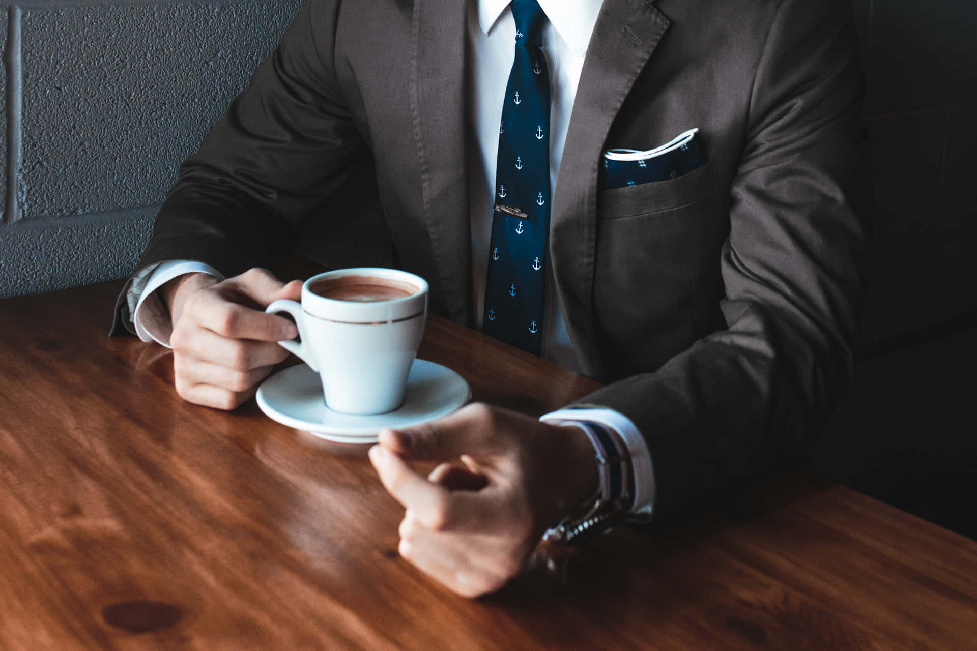 Personal Coffee Cup Stylish Man Background