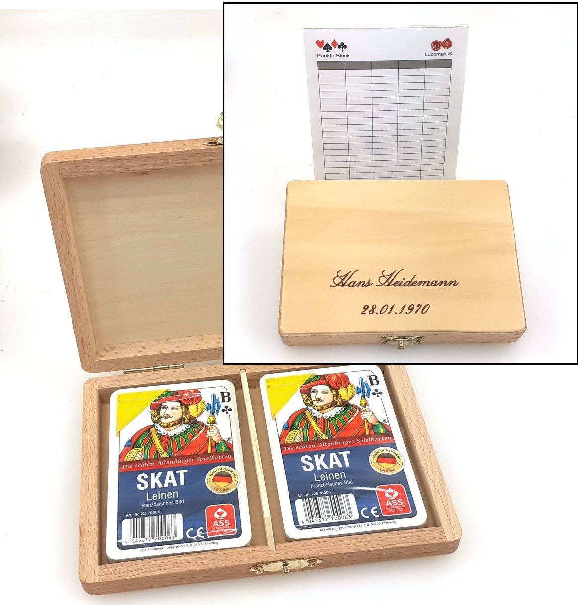 Personalized Skat Card Setin Wooden Box1970 Background