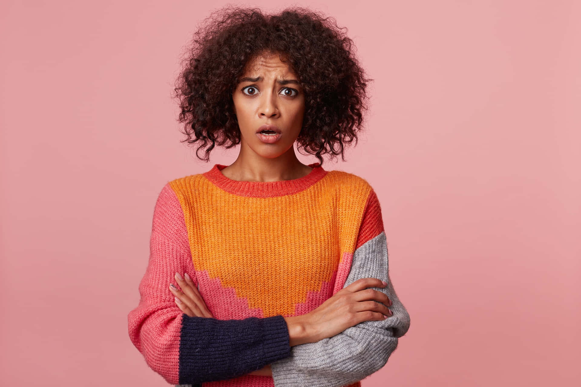 Perturbed Curly-haired Woman