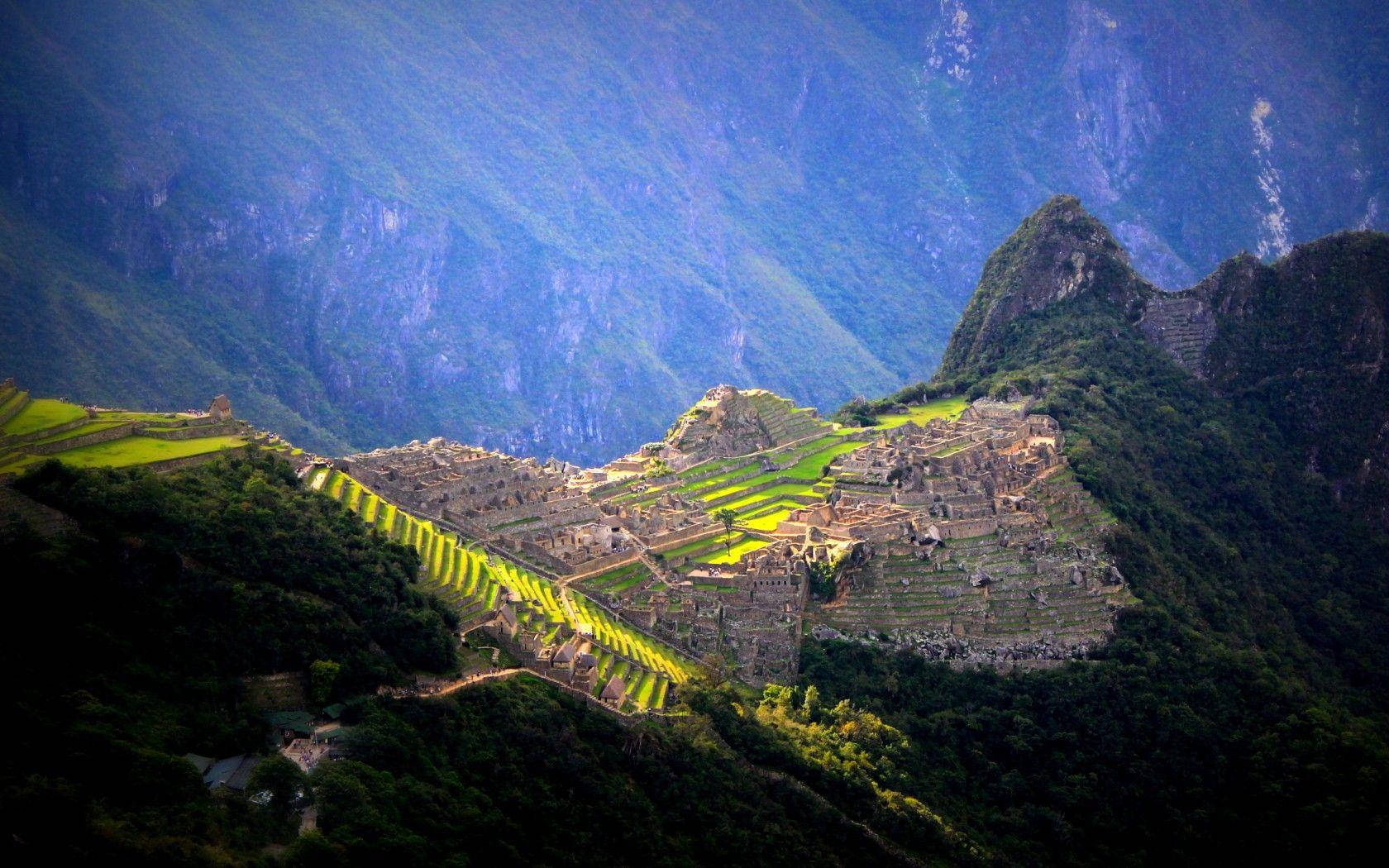 Peru Machupicchu Aerial View Background