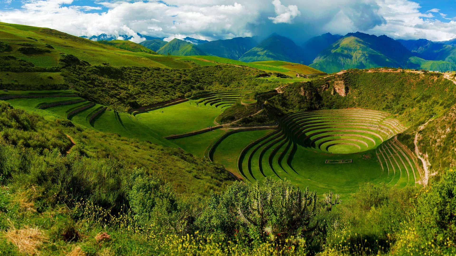Peru Moray Circular Terraces Background
