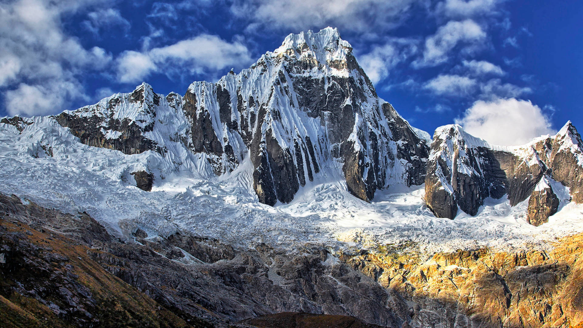 Peru Taulliraju Ice Mountain Peak Background