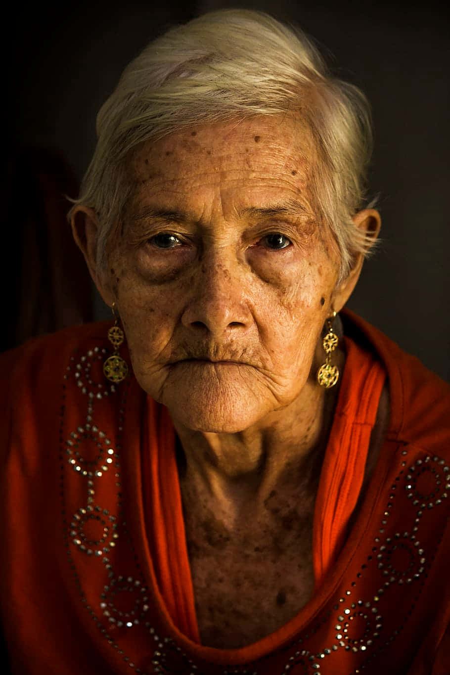 Peruvian Old Lady Closeup Background