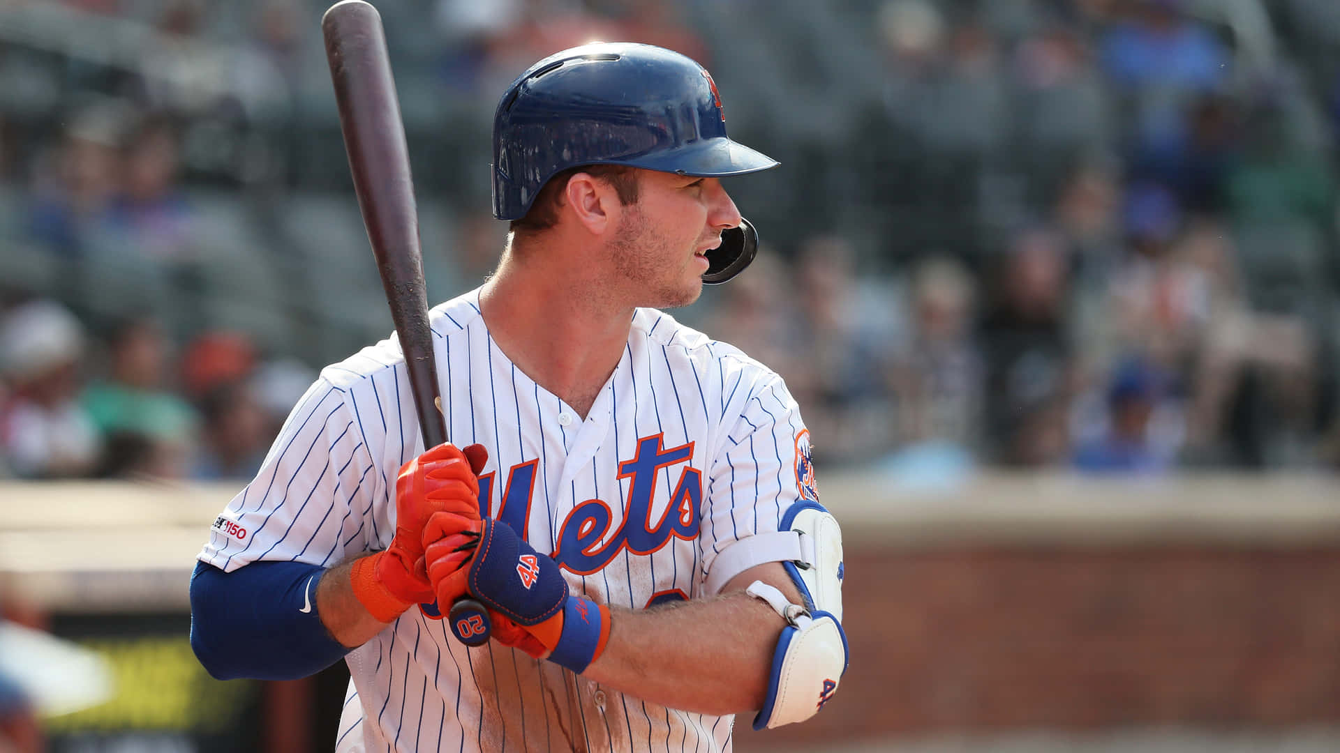 Pete Alonso Celebrates During A Mets Victory Background