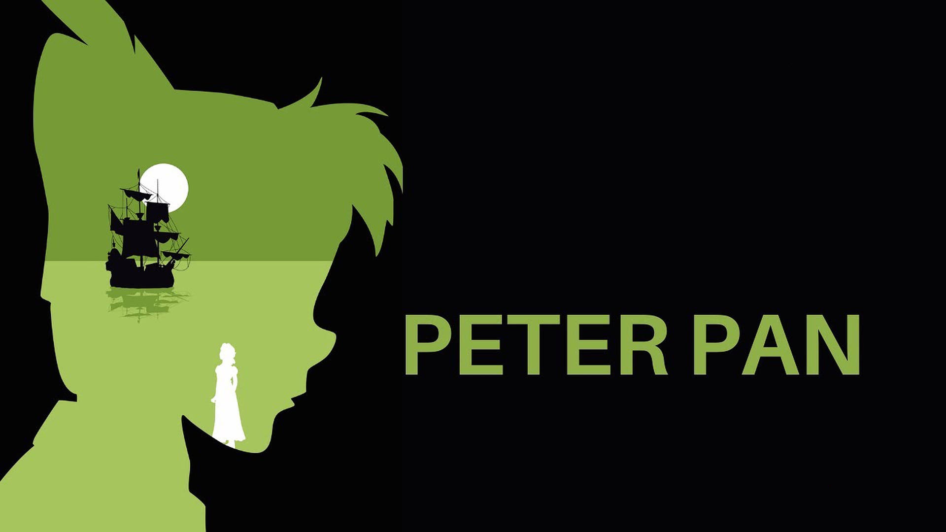 Peter Pan Green Silhouette Background
