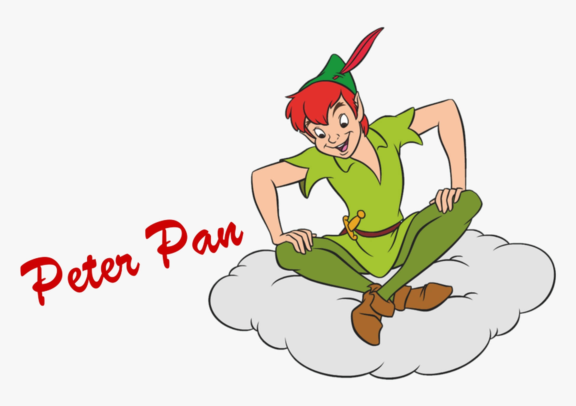 Peter Pan On Cloud Background