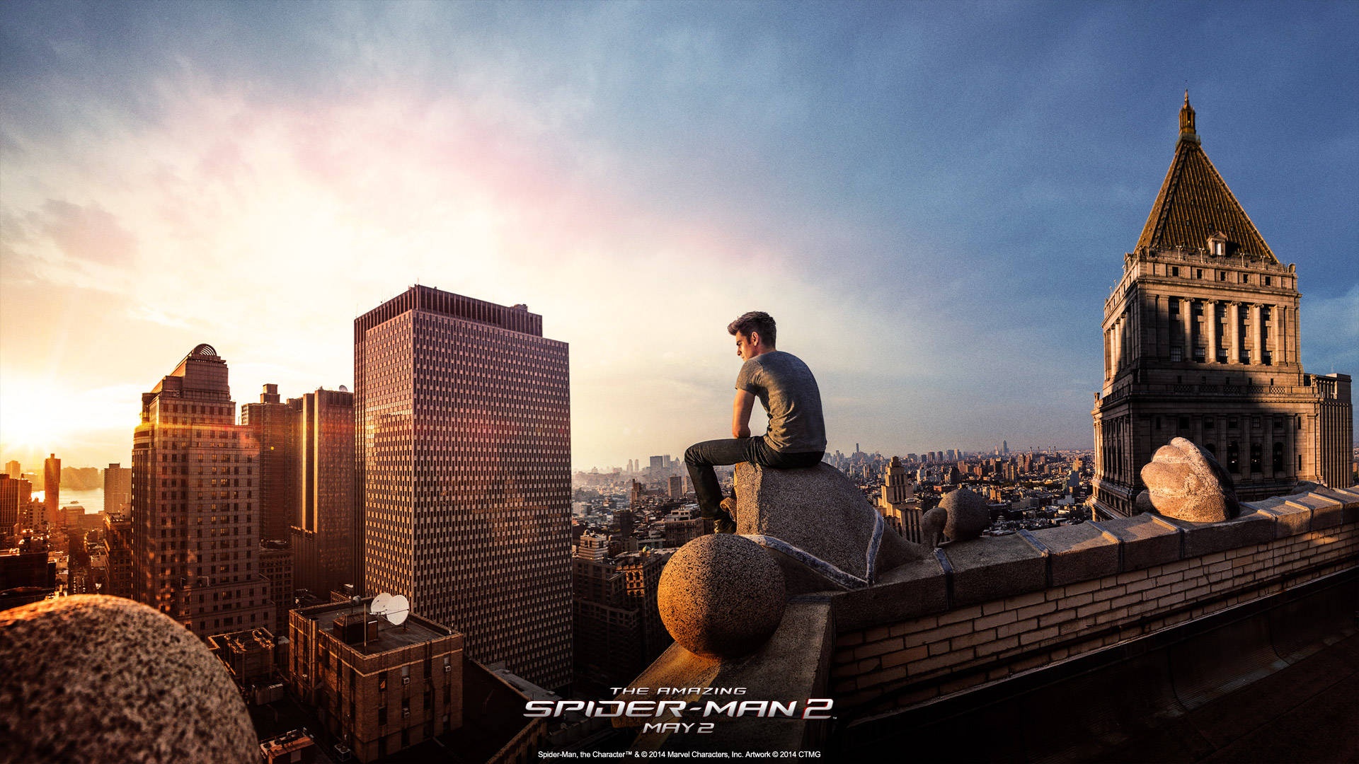 Peter Parker Gazing At New York City Background
