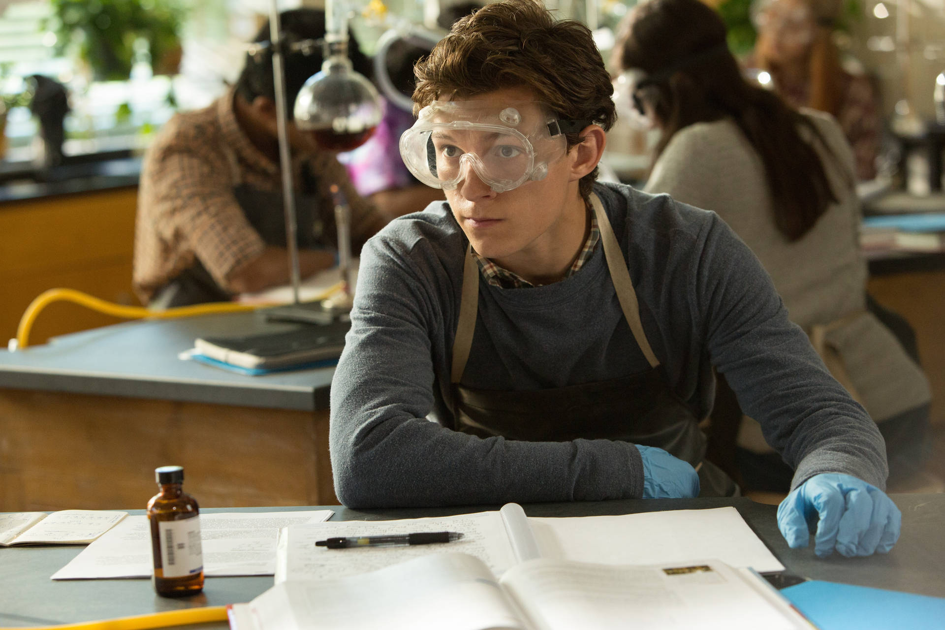 Peter Parker In Science Class Background