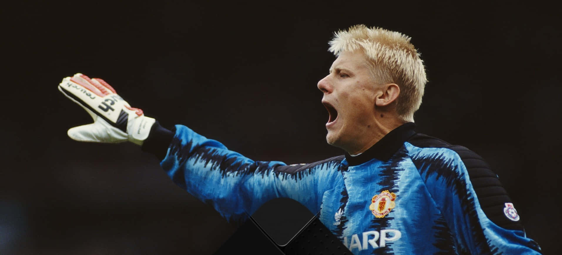 Peter Schmeichel Goalkeeper Poster Black Background