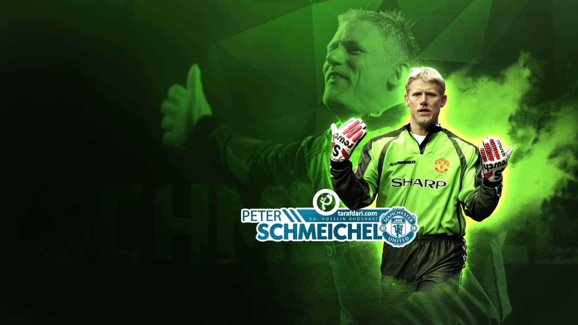 Peter Schmeichel Green Graphic Art Goalkeeper Manchester United Background