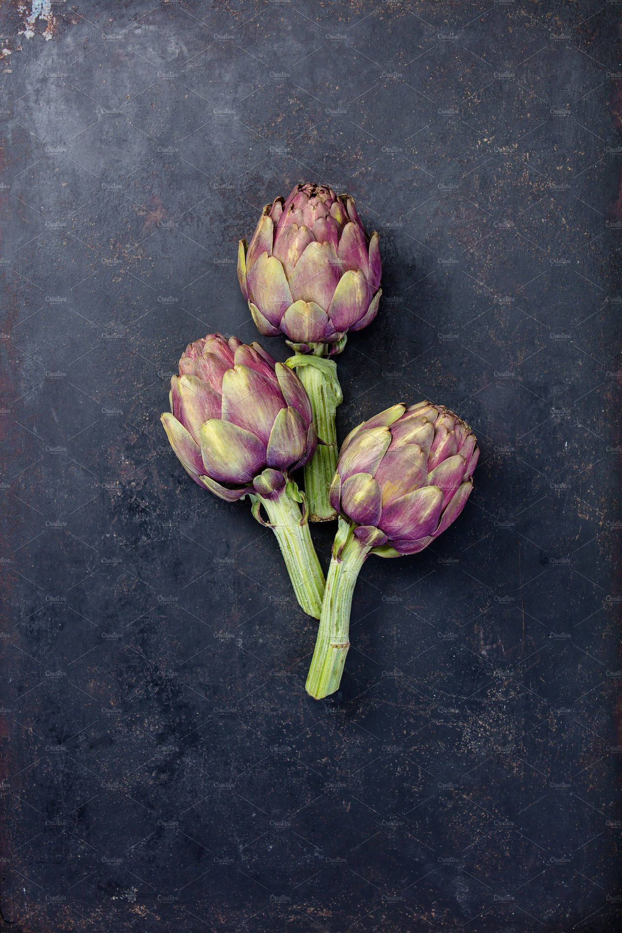 Petit Three Violet Artichoke Vegetables Background