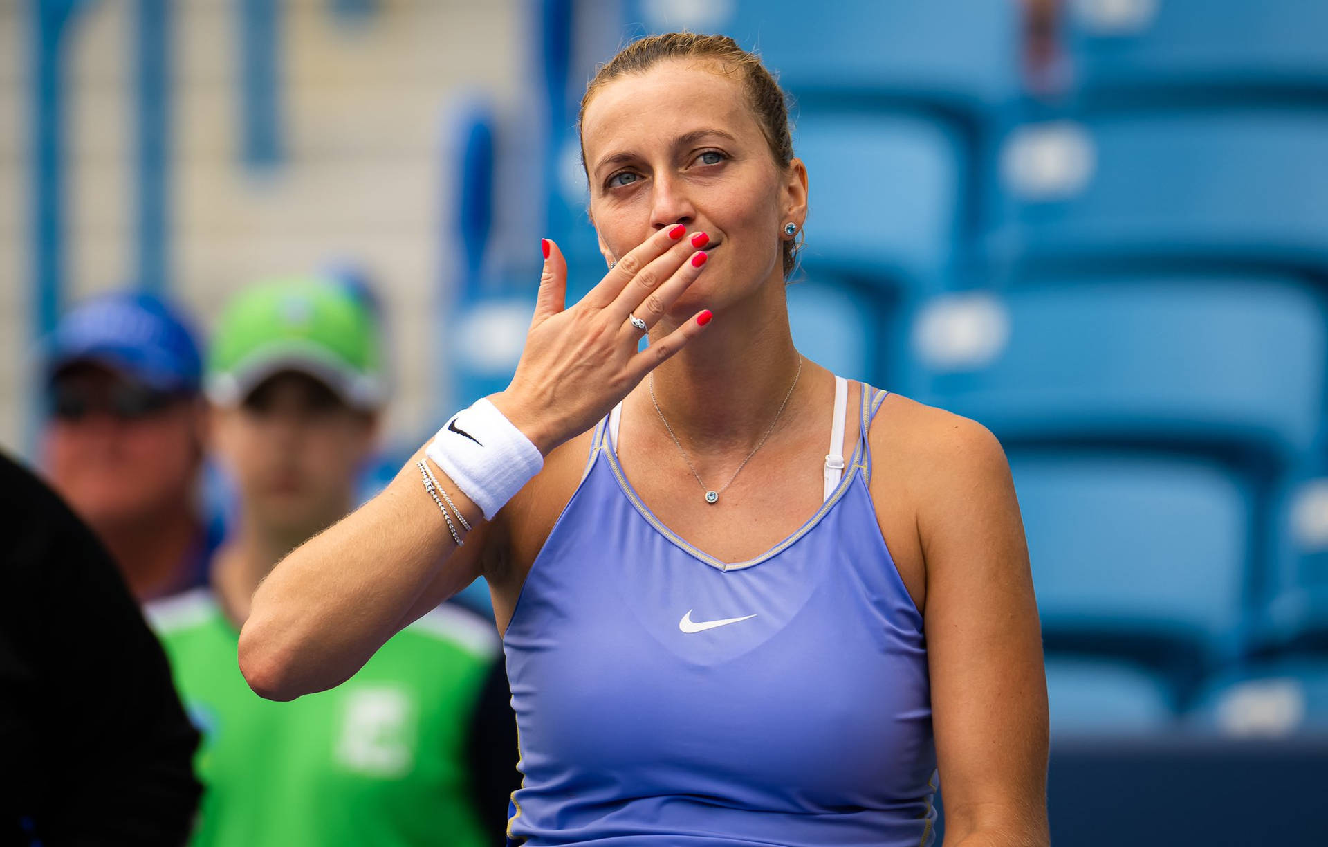 Petra Kvitova Blowing A Kiss During A Tennis Match Background