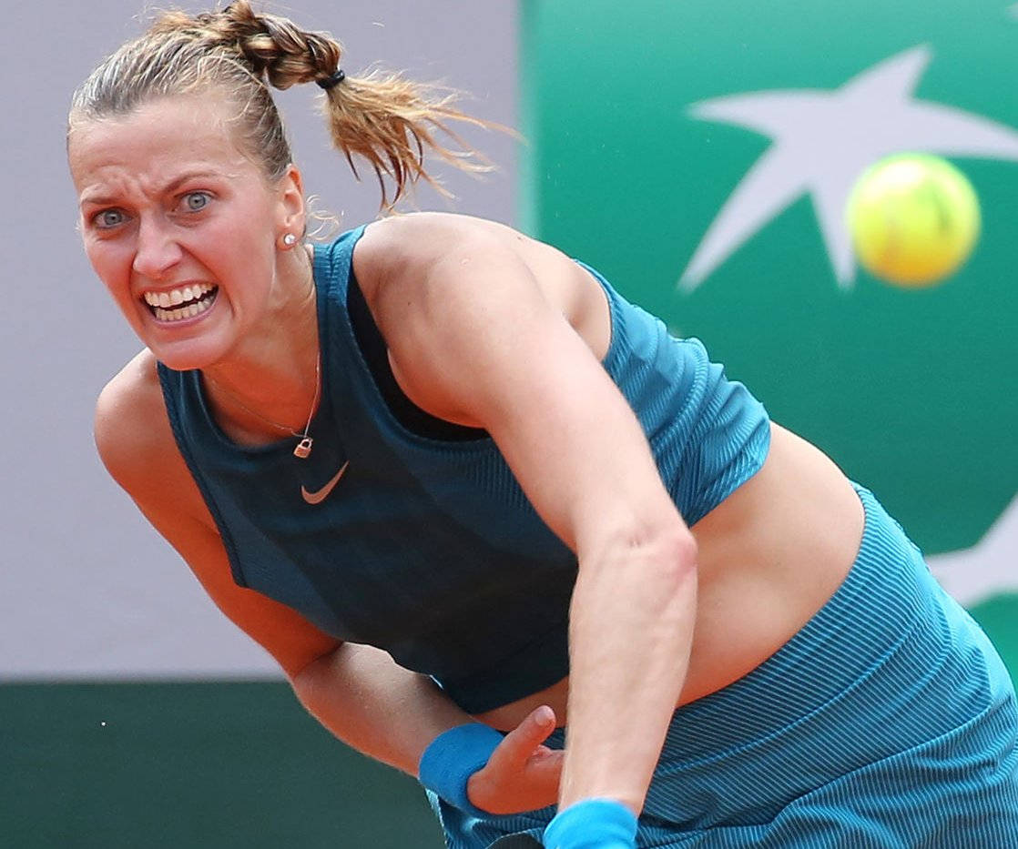 Petra Kvitova With Incoming Tennis Ball