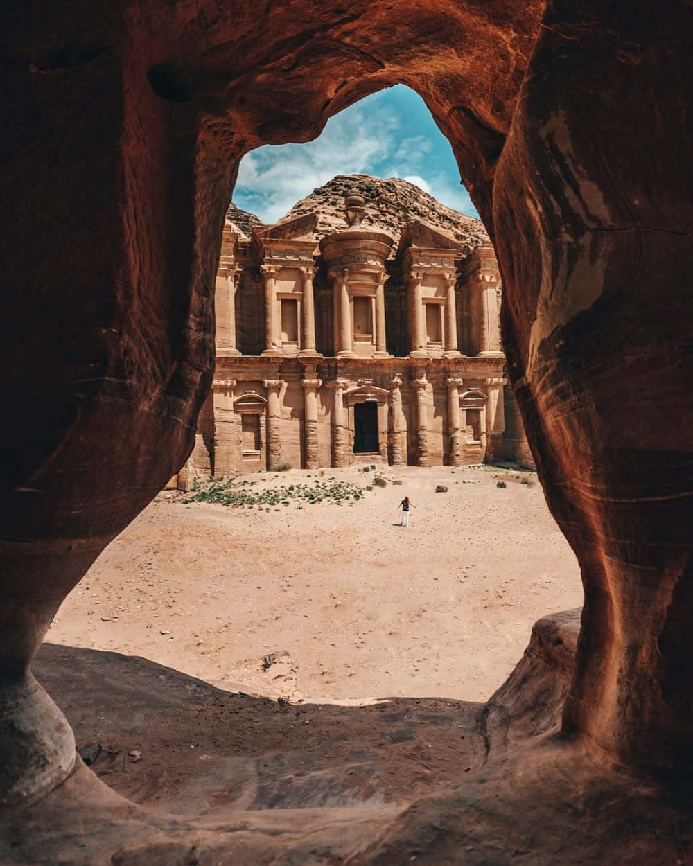 Petra View From A Cave Background