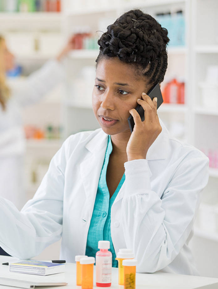 Pharmacist Consulting Over The Phone Background