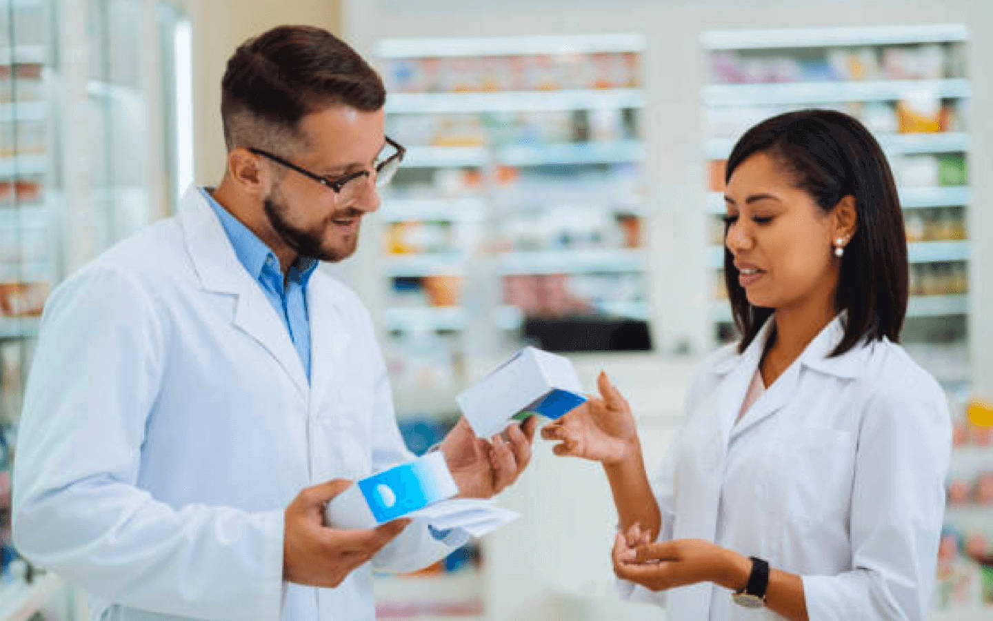 Pharmacist Handing Medicine Background