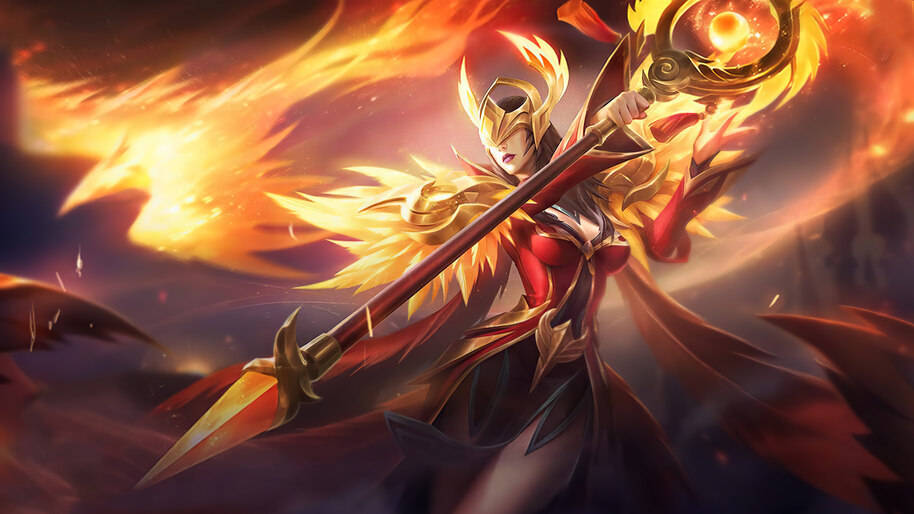Pharsa And The Phoenix Fire Wings Background