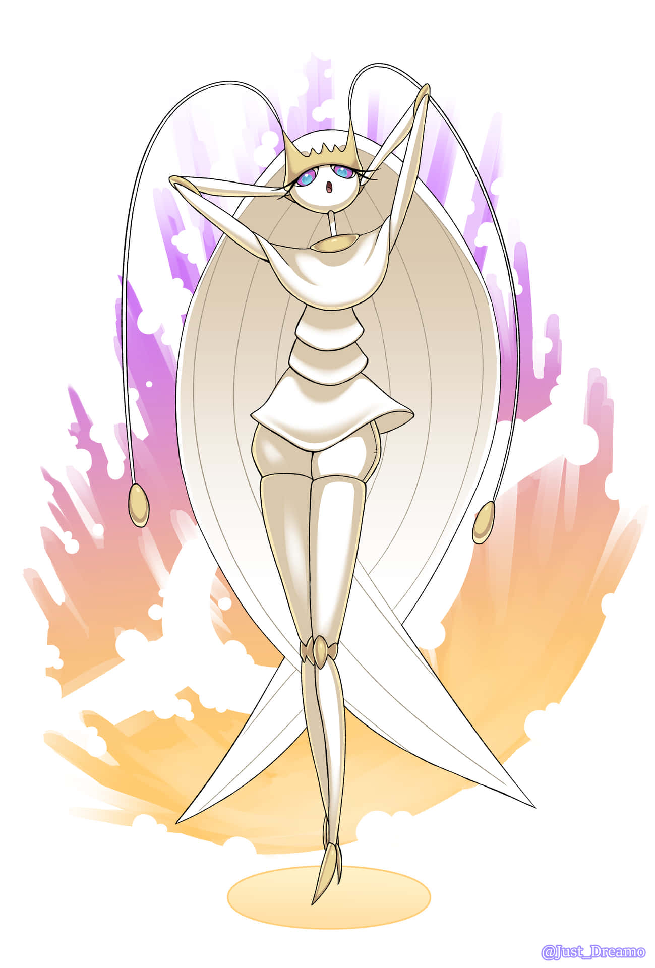 Pheromosa With Orange And Purple Abstract Background