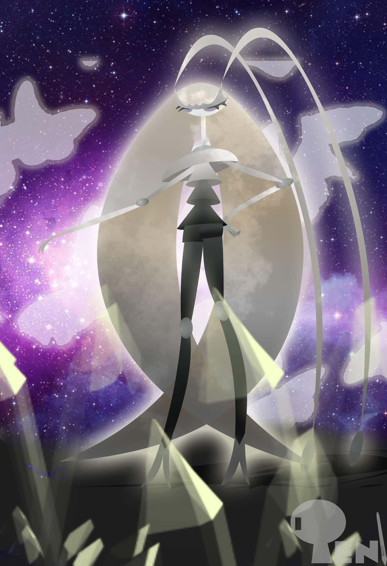 Pheromosa With Purple Galaxy Backgound Background