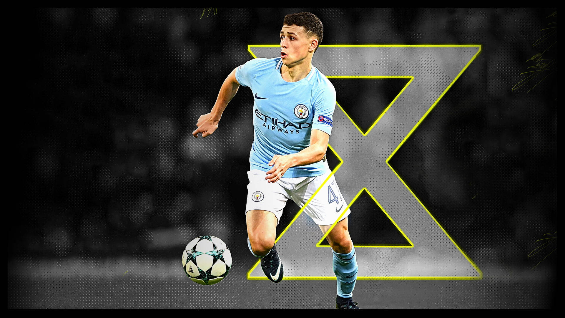 Phil Foden In Possession Of The Ball Background