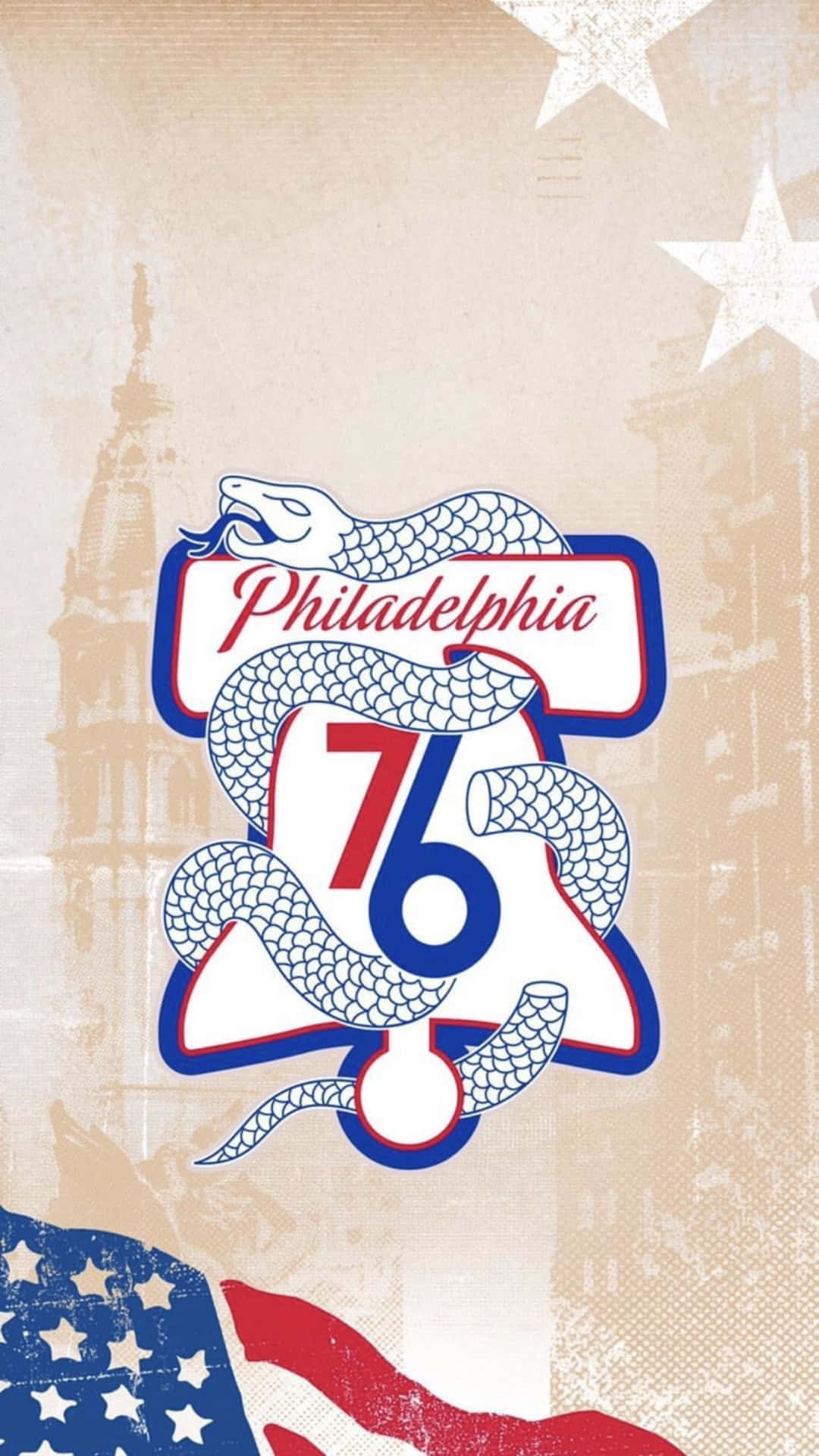 Philadelphia 76 Logo With American Flag Background
