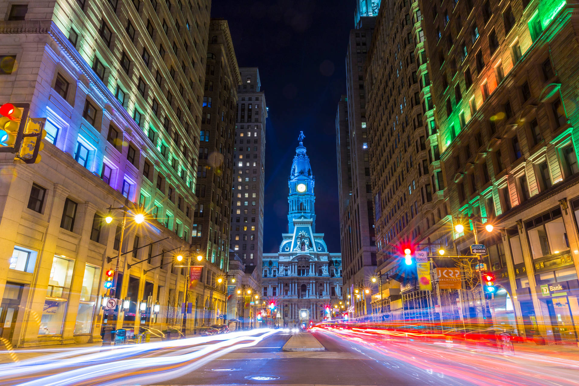 Philadelphia City Hall Colorful Background