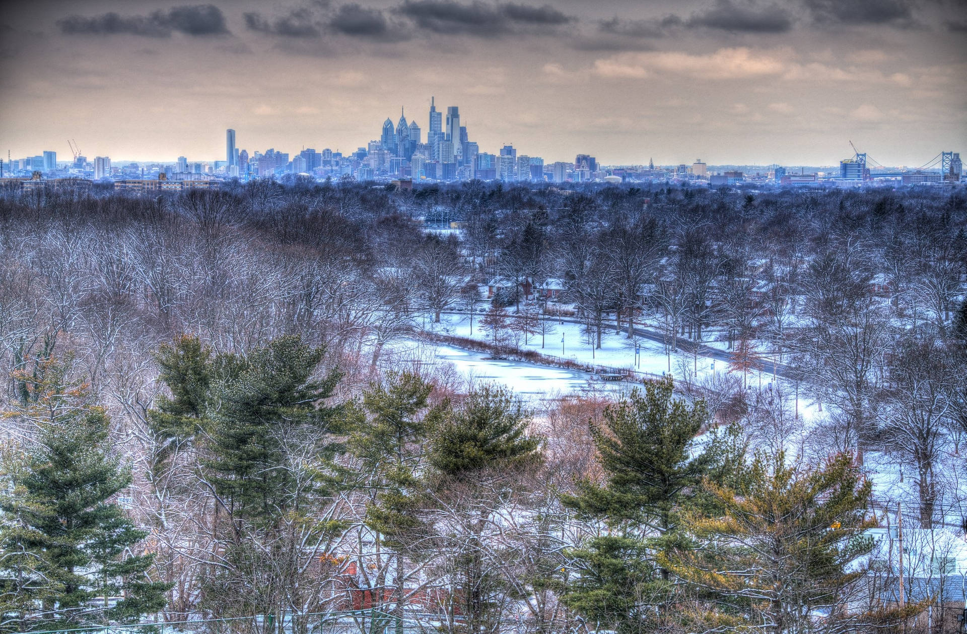 Philadelphia City Winter Background