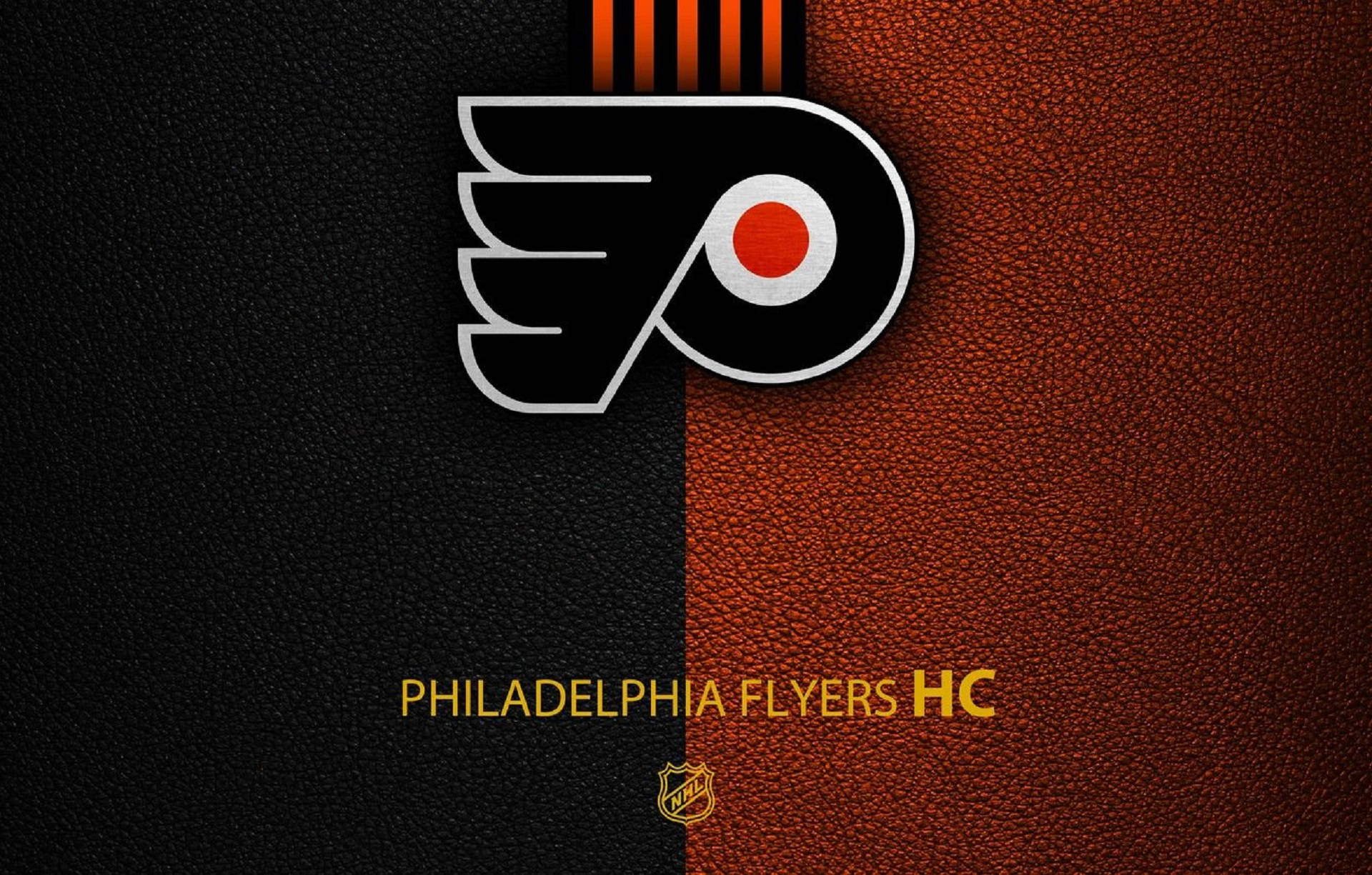 Philadelphia Flyers Logo On Leather Background