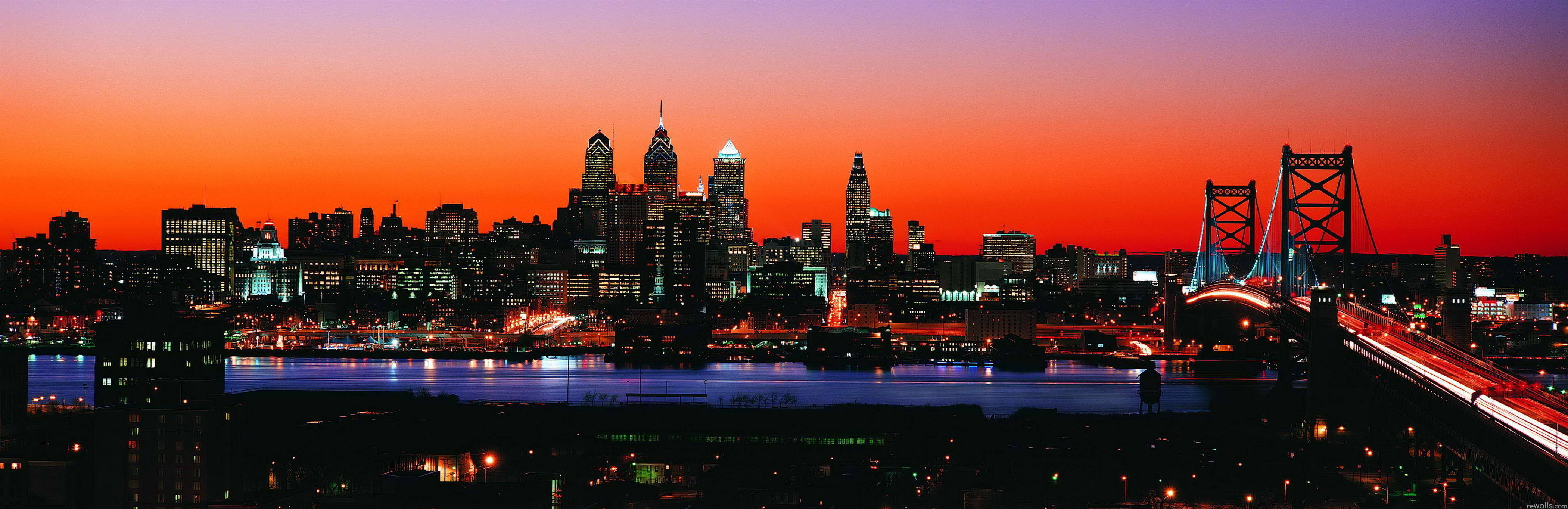 Philadelphia Orange Skyline Background