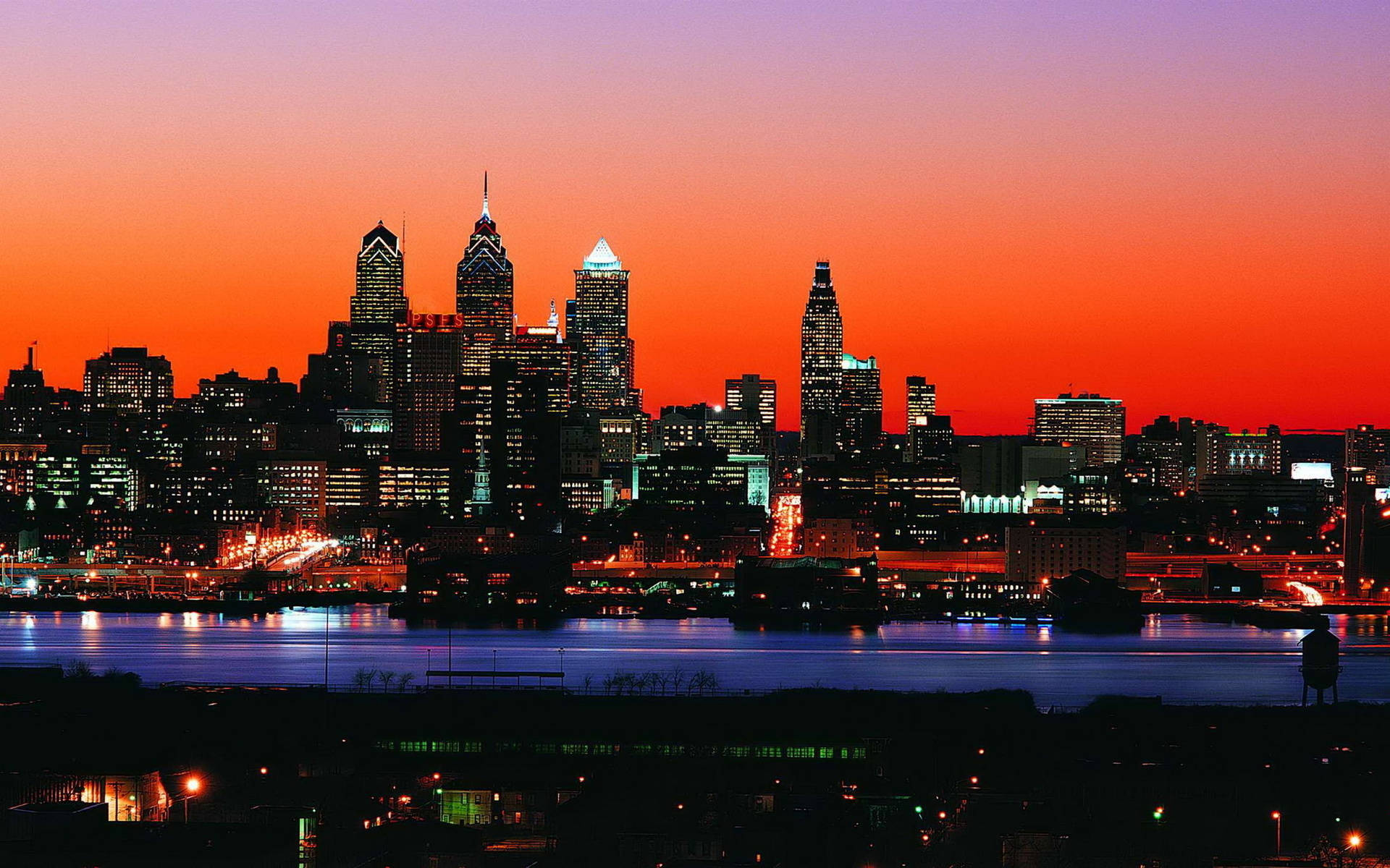 Philadelphia Orange Sunset Background