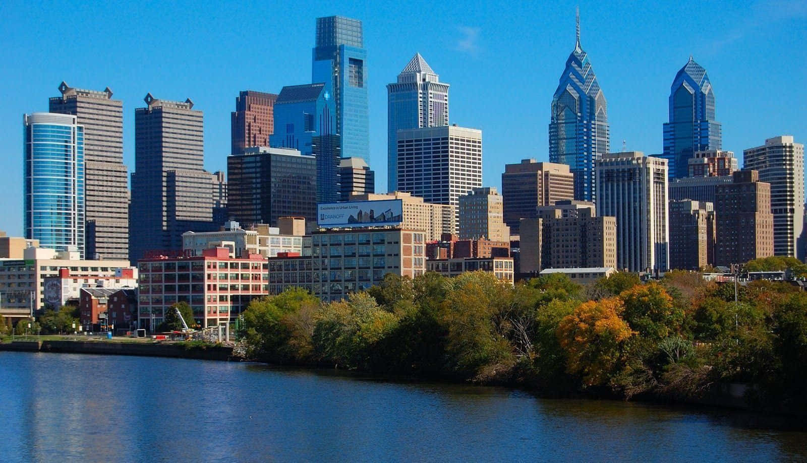 Philadelphia Skyline Of Blue Sky