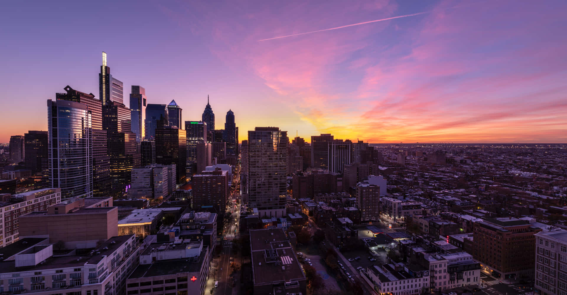 Philadelphia Skyline Sunset Sky