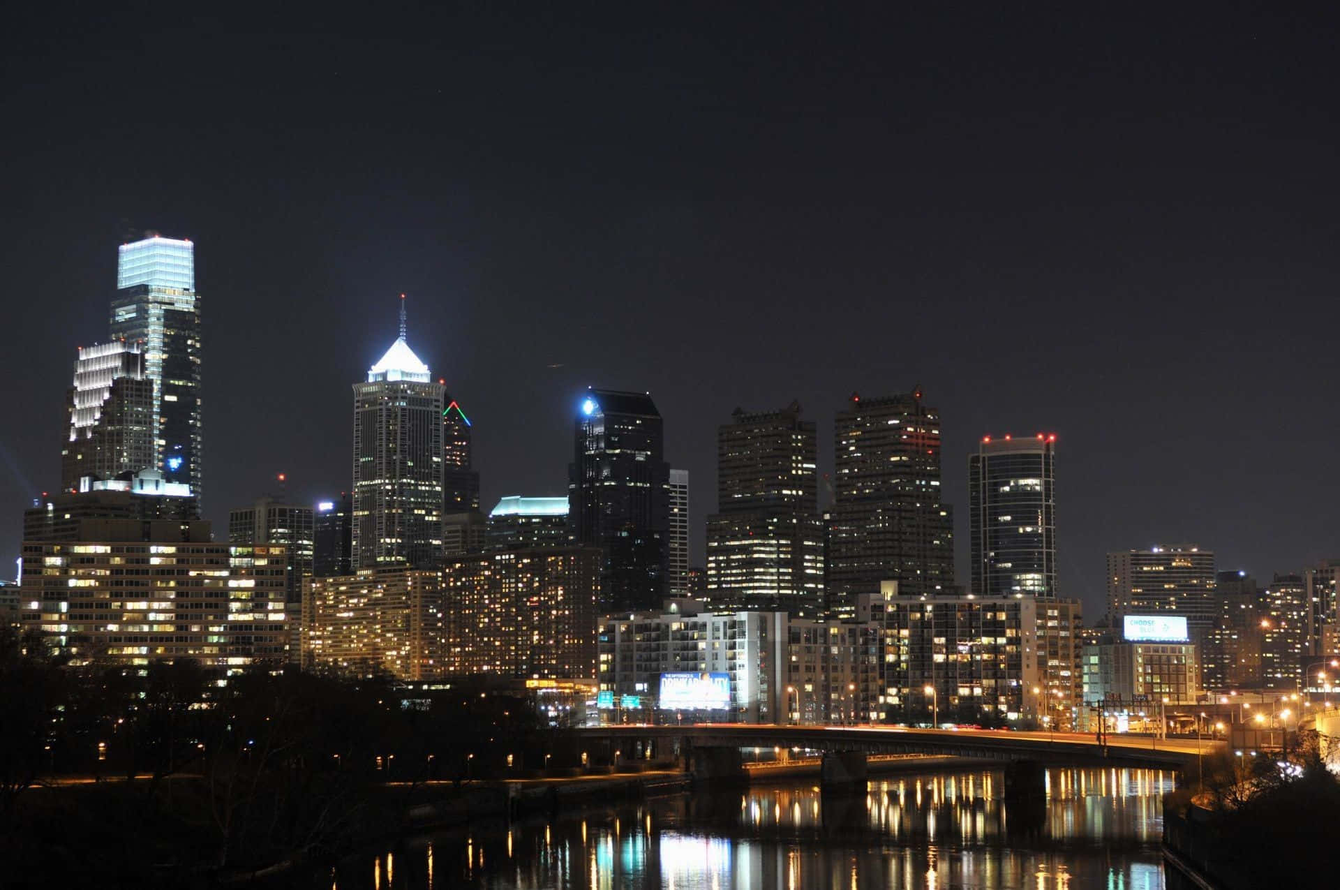 Philadelphia Skyline With City Lights Background