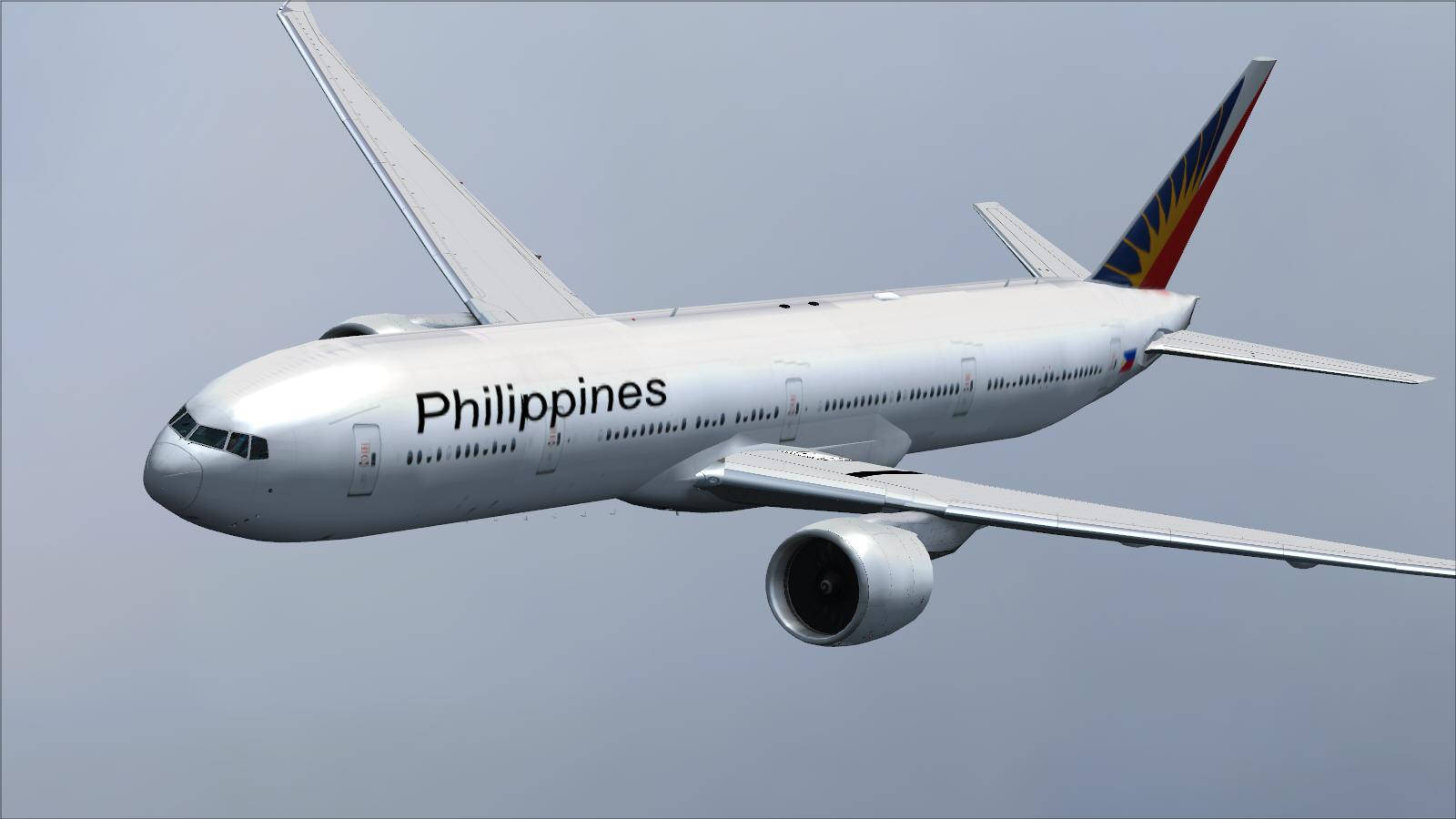 Philippine Airlines White Large Flying Airplane Background