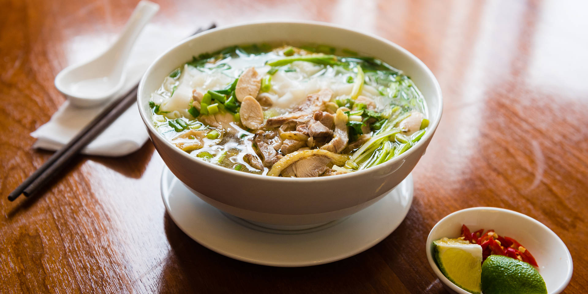 Pho Traditional Vietnamese Noodle Soup Background