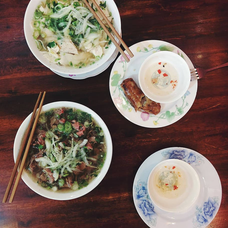 Pho With Deep Fried Spring Roll