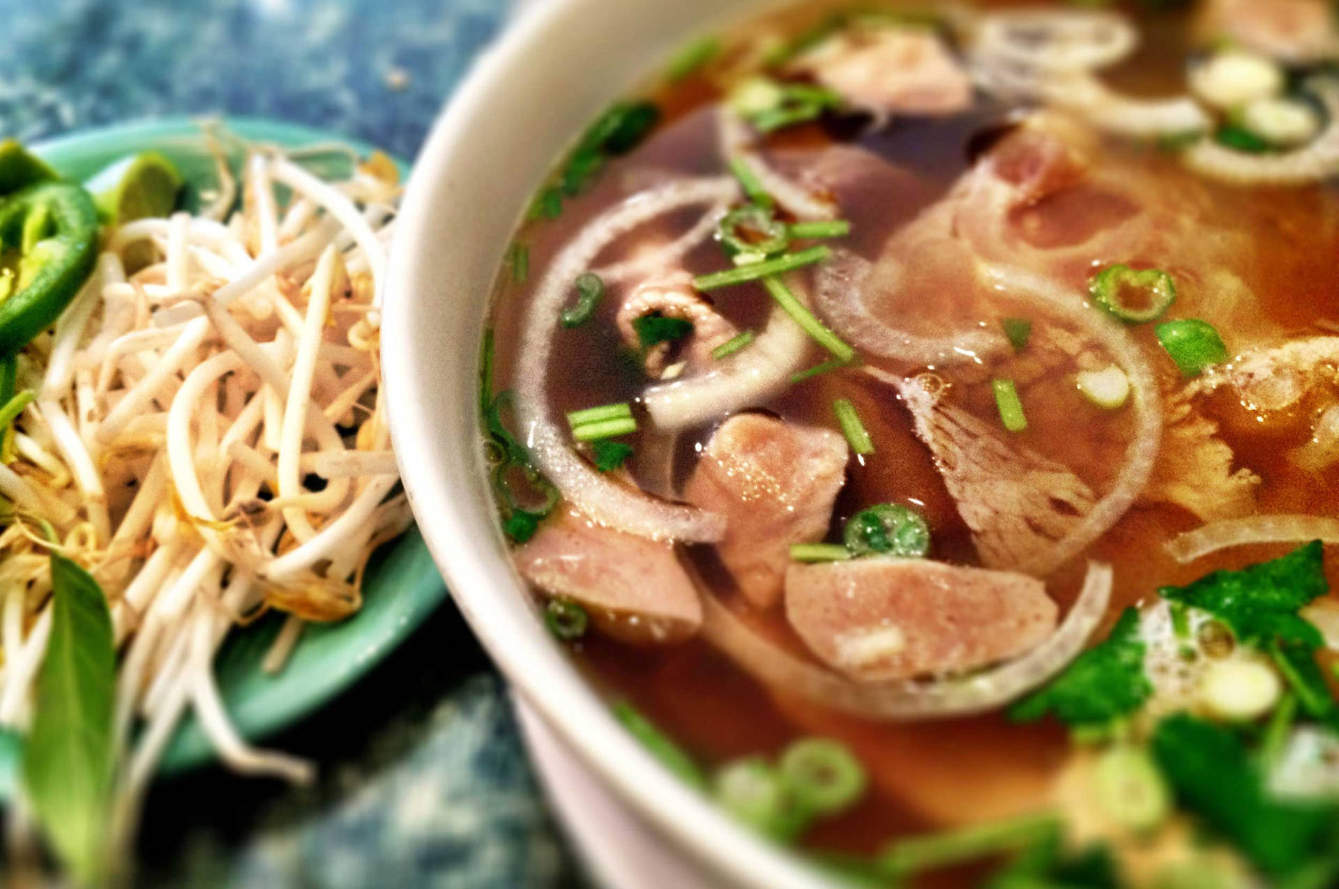 Pho With Pork And Vegetables Background