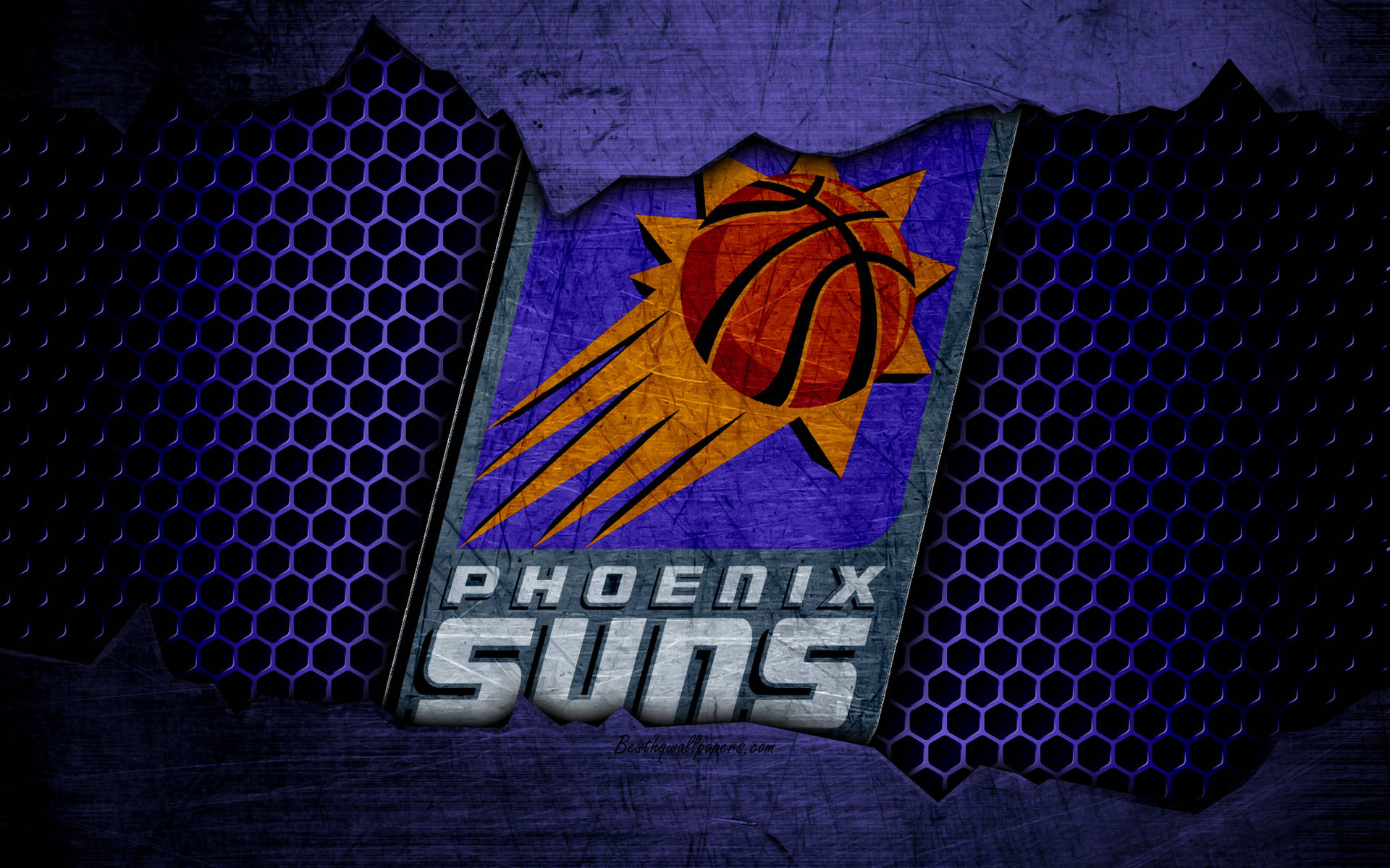Phoenix Suns On Metal Screen Mesh Background