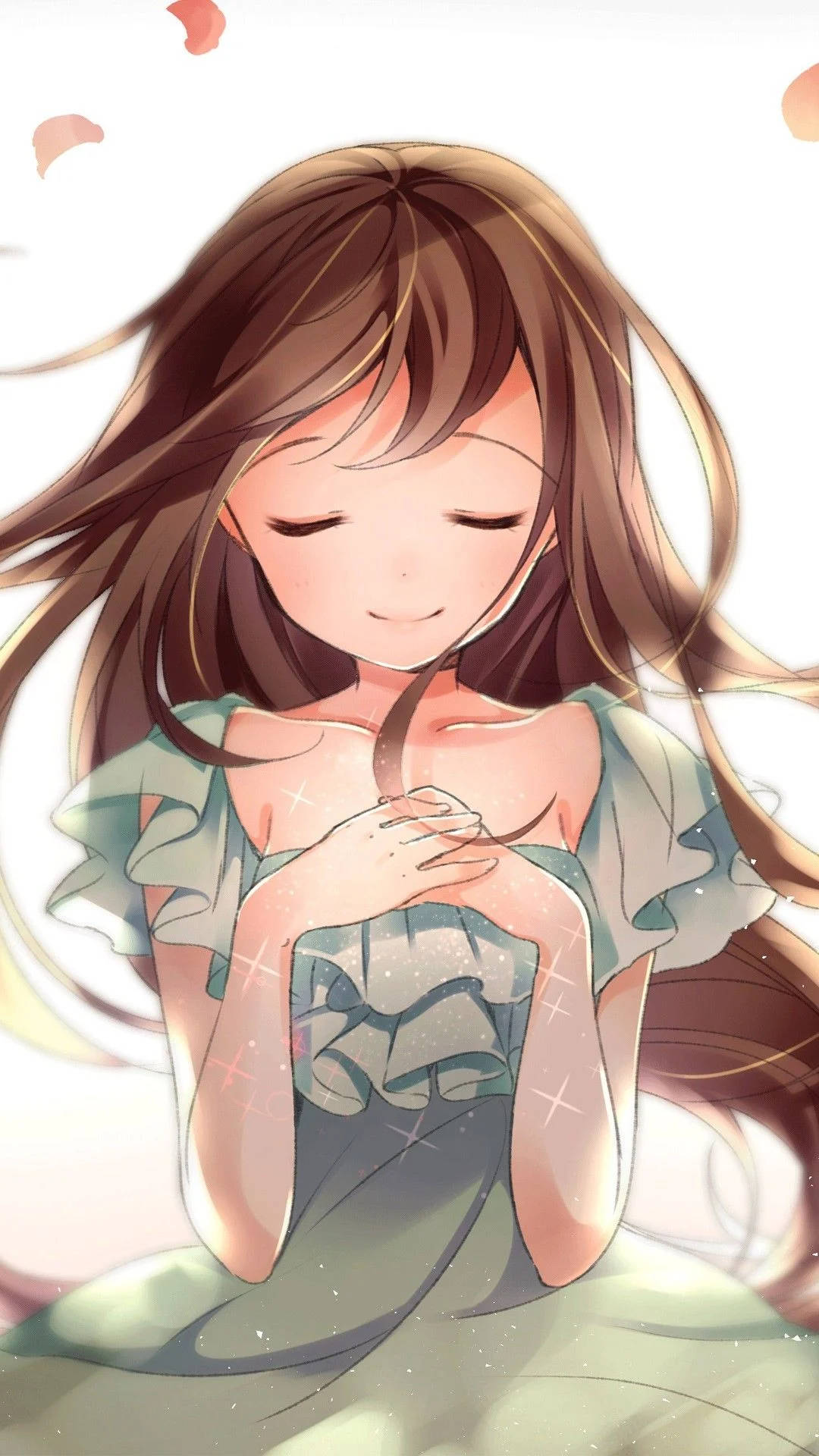 Phone Girl Anime With Closed Eyes Background
